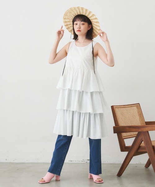 MERLOT（メルロー）の「ティアードジャンスカ（ジャンパースカート・レディース・ホワイト/ブラック・FREE）」の19枚目の写真