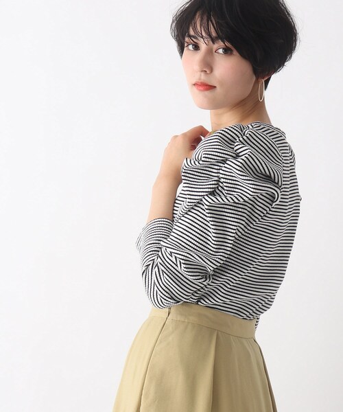 OPAQUE.CLIP(オペークドットクリップ)の「◆【C】パワショルデザインリブカットソー(Tシャツ/カットソー・レディース・グリーン系その他4/ブラック系2/パープル系5・40/36/38)」の2枚目の写真