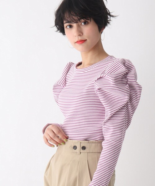 OPAQUE.CLIP(オペークドットクリップ)の「◆【C】パワショルデザインリブカットソー(Tシャツ/カットソー・レディース・グリーン系その他4/ブラック系2/パープル系5・40/36/38)」の3枚目の写真