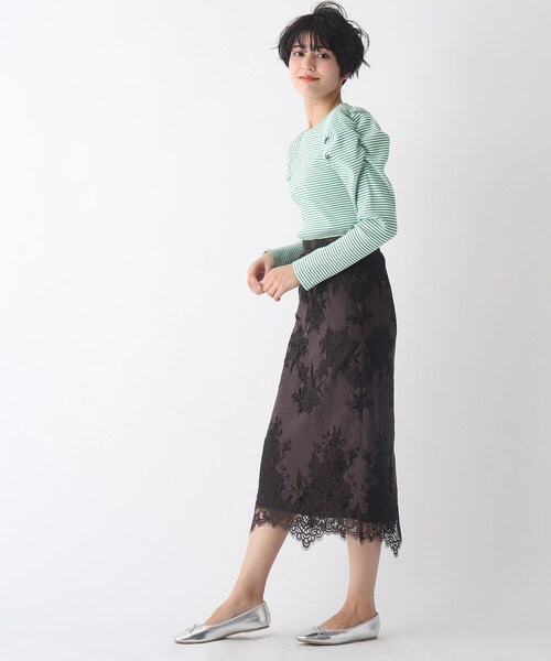 OPAQUE.CLIP(オペークドットクリップ)の「◆【C】パワショルデザインリブカットソー(Tシャツ/カットソー・レディース・グリーン系その他4/ブラック系2/パープル系5・40/36/38)」の10枚目の写真