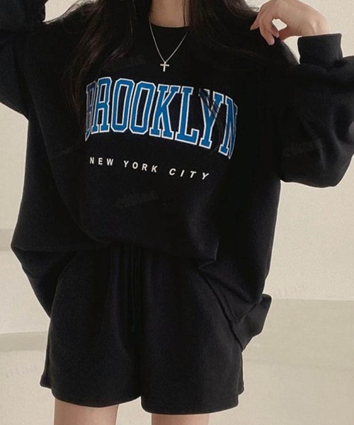 Dalfwin（ダールフィン）の「韓国ファッションBROOKLYNロゴスウェット上下セットアップルームウェア（ルームウェア/パジャマ・レディース・ライトブルー/ブラック/ピンク/イエロー/グレー系その他3/ブラック系その他3/ブルー系その他3・FREE/フリー）」の9枚目の写真