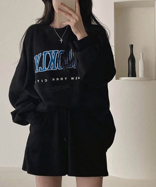 Dalfwin（ダールフィン）の「韓国ファッションBROOKLYNロゴスウェット上下セットアップルームウェア（ルームウェア/パジャマ・レディース・ライトブルー/ブラック/ピンク/イエロー/グレー系その他3/ブラック系その他3/ブルー系その他3・FREE/フリー）」の10枚目の写真