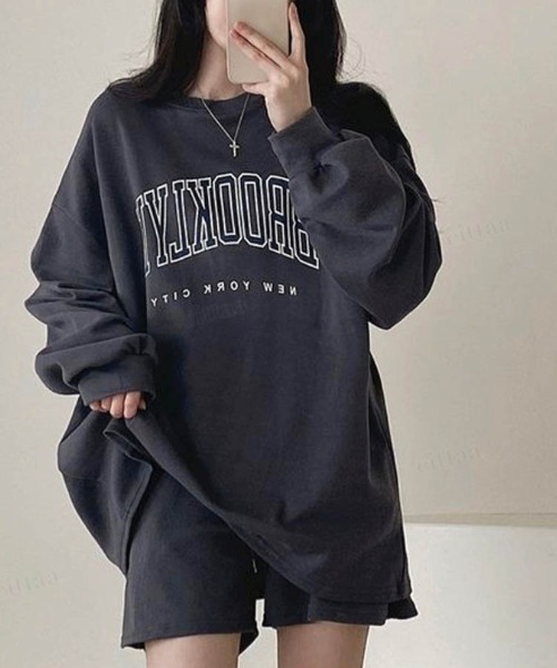 Dalfwin（ダールフィン）の「韓国ファッションBROOKLYNロゴスウェット上下セットアップルームウェア（ルームウェア/パジャマ・レディース・ライトブルー/ブラック/ピンク/イエロー/グレー系その他3/ブラック系その他3/ブルー系その他3・FREE/フリー）」の15枚目の写真