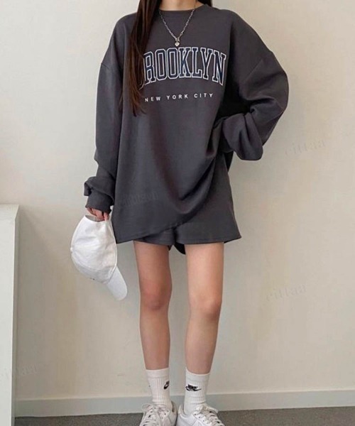 Dalfwin（ダールフィン）の「韓国ファッションBROOKLYNロゴスウェット上下セットアップルームウェア（ルームウェア/パジャマ・レディース・ライトブルー/ブラック/ピンク/イエロー/グレー系その他3/ブラック系その他3/ブルー系その他3・FREE/フリー）」の18枚目の写真