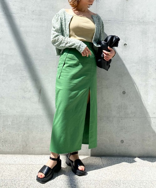 archives（アルシーヴ）の「ベルト付きスリットロングスカパン（スカート・レディース・ブラック/ピンク/グリーン/アイボリー・MEDIUM）」の6枚目の写真