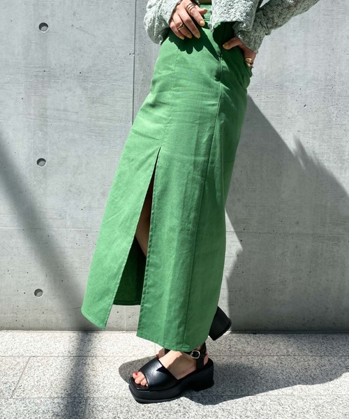 archives（アルシーヴ）の「ベルト付きスリットロングスカパン（スカート・レディース・ブラック/ピンク/グリーン/アイボリー・MEDIUM）」の9枚目の写真