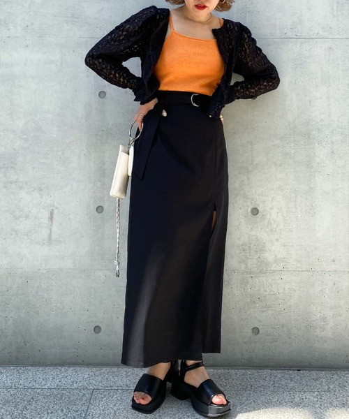 archives（アルシーヴ）の「ベルト付きスリットロングスカパン（スカート・レディース・ブラック/ピンク/グリーン/アイボリー・MEDIUM）」の19枚目の写真