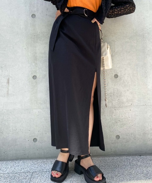 archives（アルシーヴ）の「ベルト付きスリットロングスカパン（スカート・レディース・ブラック/ピンク/グリーン/アイボリー・MEDIUM）」の21枚目の写真