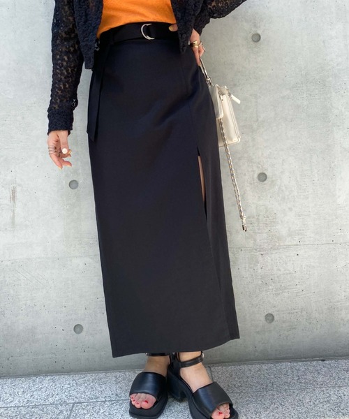 archives（アルシーヴ）の「ベルト付きスリットロングスカパン（スカート・レディース・ブラック/ピンク/グリーン/アイボリー・MEDIUM）」の22枚目の写真