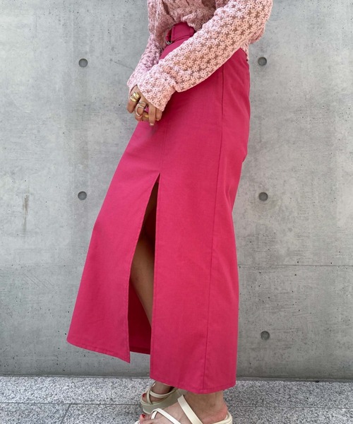 archives（アルシーヴ）の「ベルト付きスリットロングスカパン（スカート・レディース・ブラック/ピンク/グリーン/アイボリー・MEDIUM）」の17枚目の写真