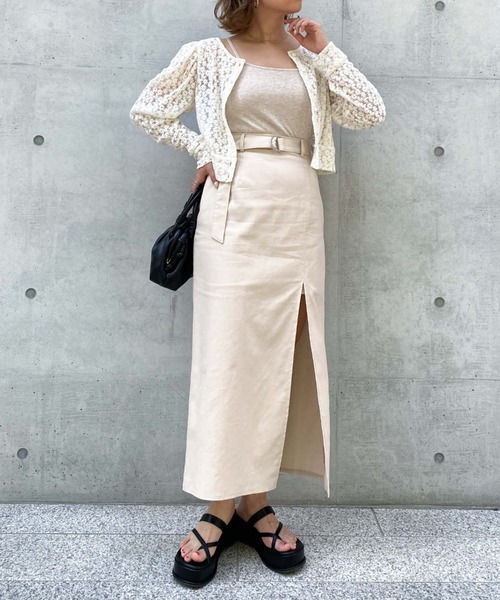 archives（アルシーヴ）の「ベルト付きスリットロングスカパン（スカート・レディース・ブラック/ピンク/グリーン/アイボリー・MEDIUM）」の11枚目の写真