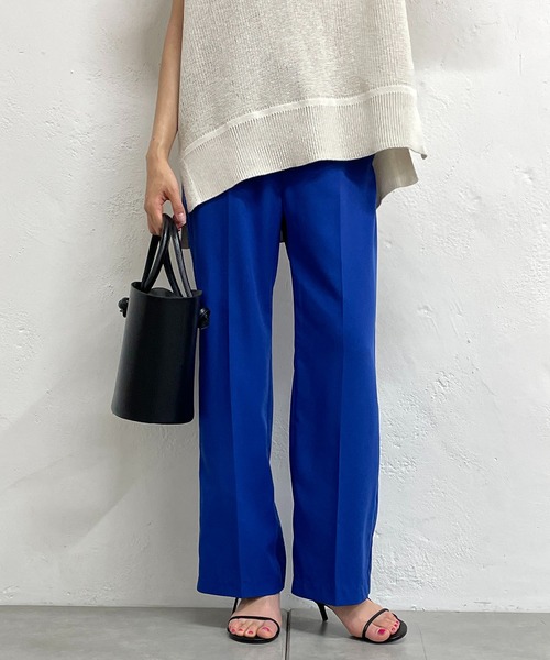 LOUNGEDRESS（ラウンジドレス）の「ジョーゼットストレートパンツ（スウェットパンツ・レディース・ブラック/ブルー/レッド・SMALL/MEDIUM）」の3枚目の写真