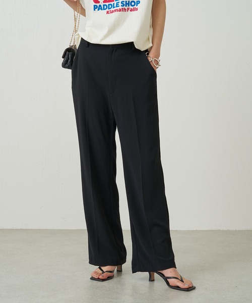 LOUNGEDRESS（ラウンジドレス）の「ジョーゼットストレートパンツ（スウェットパンツ・レディース・ブラック/ブルー/レッド・SMALL/MEDIUM）」の2枚目の写真