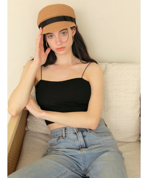 ACYM（アシーム）の「Pad in strap キャミソール（Tシャツ/カットソー・レディース・ホワイト/ブラック・FREE）」の4枚目の写真