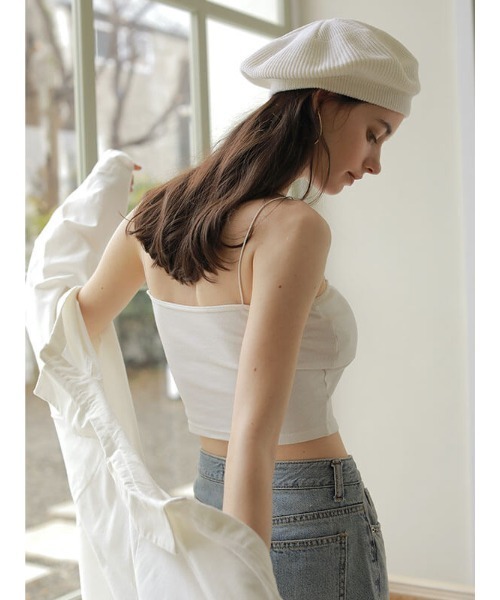 ACYM（アシーム）の「Pad in strap キャミソール（Tシャツ/カットソー・レディース・ホワイト/ブラック・FREE）」の6枚目の写真