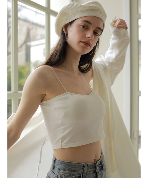 ACYM（アシーム）の「Pad in strap キャミソール（Tシャツ/カットソー・レディース・ホワイト/ブラック・FREE）」の7枚目の写真