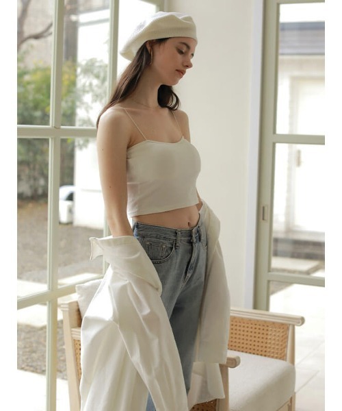 ACYM（アシーム）の「Pad in strap キャミソール（Tシャツ/カットソー・レディース・ホワイト/ブラック・FREE）」の8枚目の写真