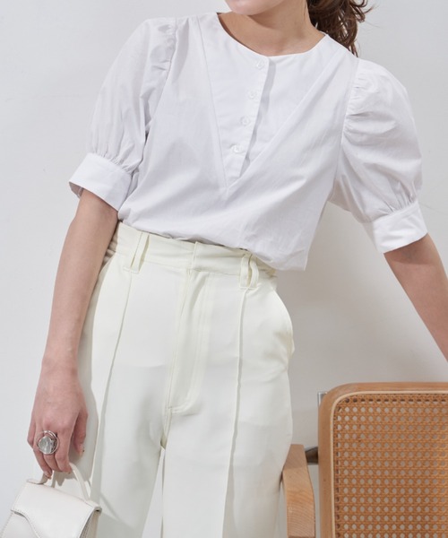 VANNIE U(ヴァニーユー)の「パワショルヨークブラウス(Tシャツ/カットソー・レディース・ホワイト/ベージュ・FREE)」の5枚目の写真