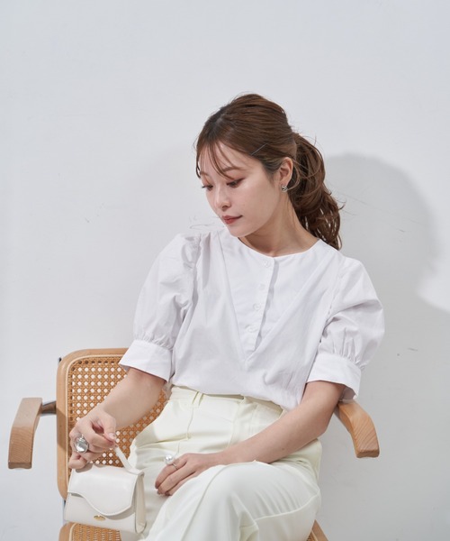 VANNIE U(ヴァニーユー)の「パワショルヨークブラウス(Tシャツ/カットソー・レディース・ホワイト/ベージュ・FREE)」の7枚目の写真