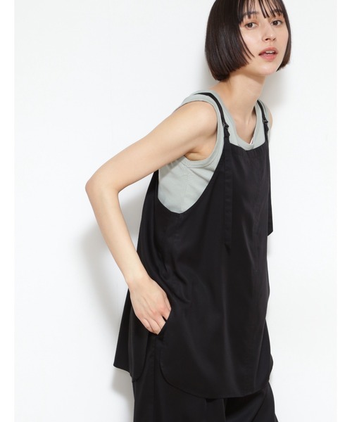 human woman（ヒューマンウーマン）の「◆≪arrive 5e≫レイヤードブラウス（シャツ/ブラウス・レディース・ブラック/カーキ・MEDIUM）」の2枚目の写真