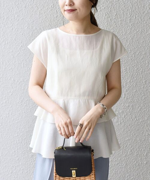 SHIPS(シップス)の「*〈手洗い可能〉2WAYリネンミックスペプラムブラウス◆(シャツ/ブラウス・レディース・ブラック/ネイビー/レッド/オフホワイト/イエロー系・ONE SIZE)」の12枚目の写真