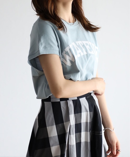 sakishimatokyo(サキシマトーキョー)の「WHATEVEロゴTEE(Tシャツ/カットソー・レディース・ホワイト/ブラック/ブルー・FREE)」の3枚目の写真