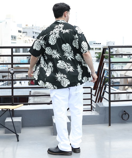 HOUSTON（ヒューストン）の「HOUSTON ワイドアロハシャツ PINEAPPLE（シャツ/ブラウス・メンズ・ブラック/ネイビー/オリーブ・X-LARGE/MEDIUM/LARGE）」の9枚目の写真