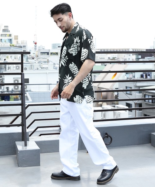 HOUSTON（ヒューストン）の「HOUSTON ワイドアロハシャツ PINEAPPLE（シャツ/ブラウス・メンズ・ブラック/ネイビー/オリーブ・X-LARGE/MEDIUM/LARGE）」の11枚目の写真