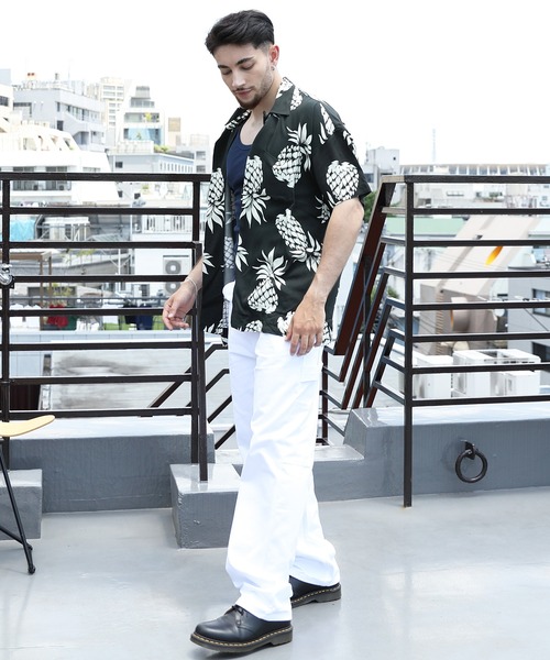 HOUSTON（ヒューストン）の「HOUSTON ワイドアロハシャツ PINEAPPLE（シャツ/ブラウス・メンズ・ブラック/ネイビー/オリーブ・X-LARGE/MEDIUM/LARGE）」の13枚目の写真