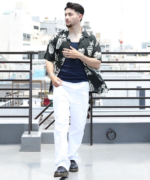 HOUSTON（ヒューストン）の「HOUSTON ワイドアロハシャツ PINEAPPLE（シャツ/ブラウス・メンズ・ブラック/ネイビー/オリーブ・X-LARGE/MEDIUM/LARGE）」の14枚目の写真