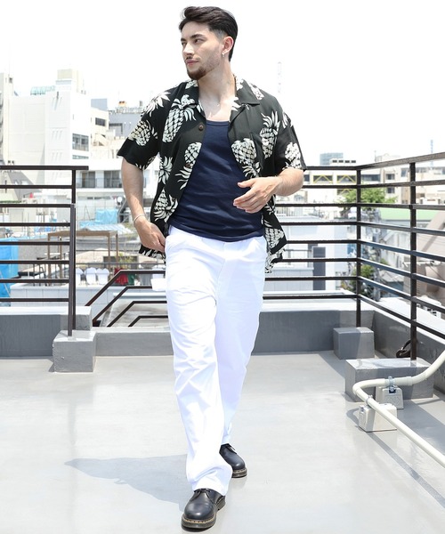 HOUSTON（ヒューストン）の「HOUSTON ワイドアロハシャツ PINEAPPLE（シャツ/ブラウス・メンズ・ブラック/ネイビー/オリーブ・X-LARGE/MEDIUM/LARGE）」の15枚目の写真