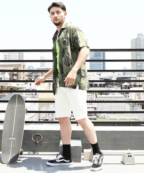 HOUSTON（ヒューストン）の「HOUSTON ワイドアロハシャツ PINEAPPLE（シャツ/ブラウス・メンズ・ブラック/ネイビー/オリーブ・X-LARGE/MEDIUM/LARGE）」の18枚目の写真