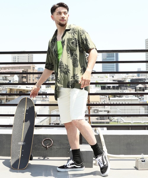 HOUSTON（ヒューストン）の「HOUSTON ワイドアロハシャツ PINEAPPLE（シャツ/ブラウス・メンズ・ブラック/ネイビー/オリーブ・X-LARGE/MEDIUM/LARGE）」の19枚目の写真