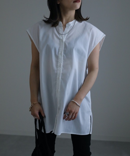 ap retro（アプレトロ）の「スキッパーノースリシャツ　襟付き（シャツ/ブラウス・レディース・ホワイト/ブラック・FREE）」の20枚目の写真