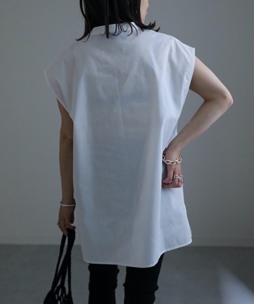 ap retro（アプレトロ）の「スキッパーノースリシャツ　襟付き（シャツ/ブラウス・レディース・ホワイト/ブラック・FREE）」の9枚目の写真