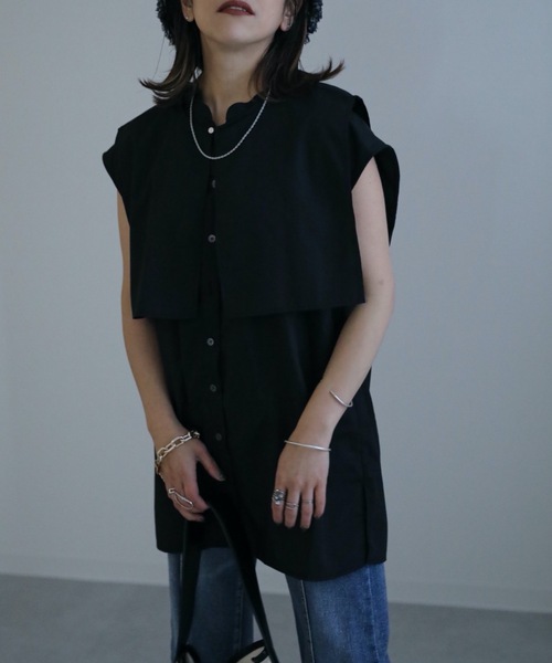 ap retro（アプレトロ）の「スキッパーノースリシャツ　襟付き（シャツ/ブラウス・レディース・ホワイト/ブラック・FREE）」の22枚目の写真