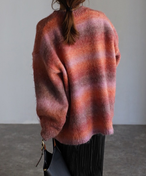 sakishimatokyo(サキシマトーキョー)の「グラデーションニット(ニット/セーター・レディース・ブラック/パープル/ピンク/グリーン/イエロー・FREE)」の14枚目の写真