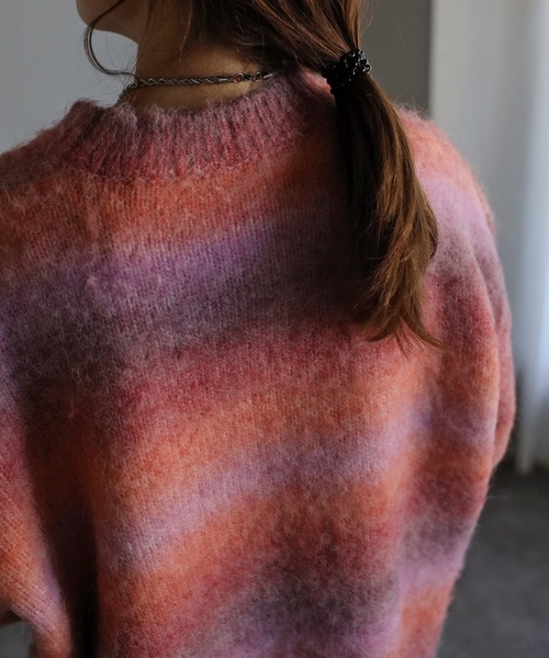 sakishimatokyo(サキシマトーキョー)の「グラデーションニット(ニット/セーター・レディース・ブラック/パープル/ピンク/グリーン/イエロー・FREE)」の7枚目の写真