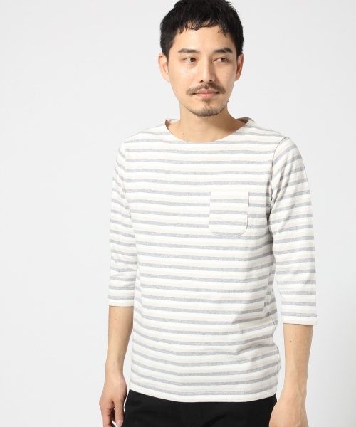 GLOBAL WORK(グローバルワーク)の「ボーダーバスク7分袖/557715(Tシャツ/カットソー・メンズ・グレー/ブルー/ネイビー/ブラック・MEDIUM/SMALL/X-LARGE/LARGE)」の3枚目の写真