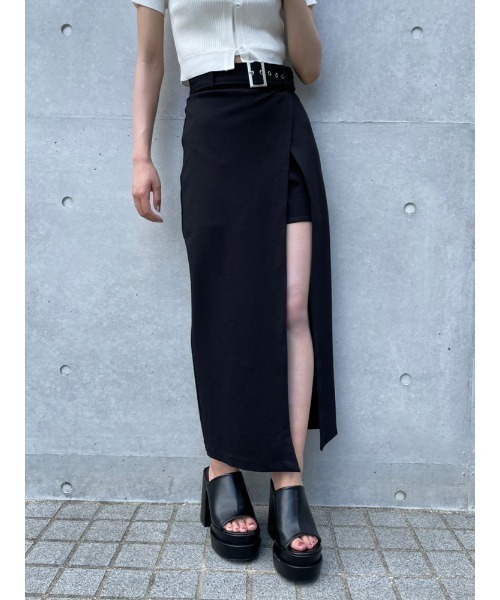ENVYM（アンビー）の「スリットロングポンチＳＫ（スカート・レディース・ブラック/カーキ・FREE）」の8枚目の写真