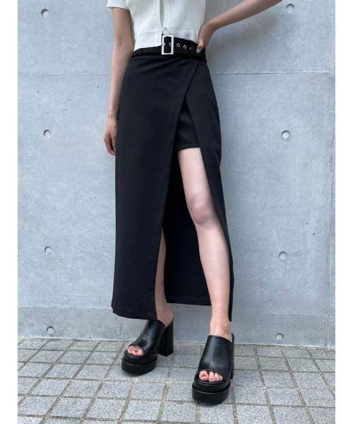 ENVYM（アンビー）の「スリットロングポンチＳＫ（スカート・レディース・ブラック/カーキ・FREE）」の12枚目の写真