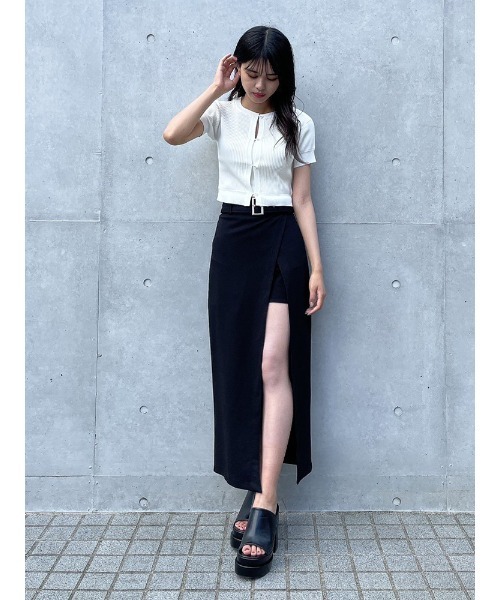 ENVYM（アンビー）の「スリットロングポンチＳＫ（スカート・レディース・ブラック/カーキ・FREE）」の10枚目の写真