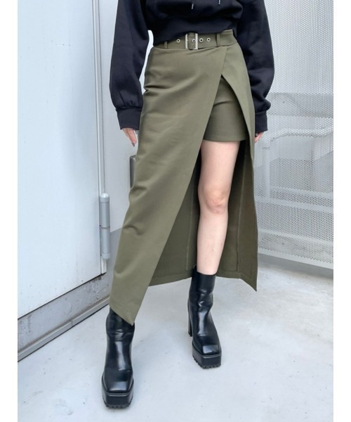 ENVYM（アンビー）の「スリットロングポンチＳＫ（スカート・レディース・ブラック/カーキ・FREE）」の21枚目の写真