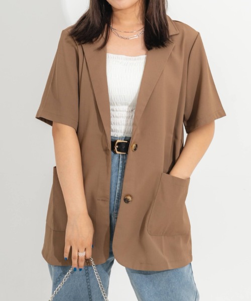 nemne store(ネンネストア)の「半袖テーラードジャケット(テーラードジャケット・レディース・ブラック/ベージュ/アイボリー・フリー)」の3枚目の写真