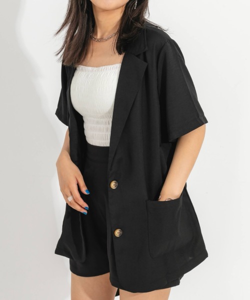 nemne store(ネンネストア)の「半袖テーラードジャケット(テーラードジャケット・レディース・ブラック/ベージュ/アイボリー・フリー)」の2枚目の写真