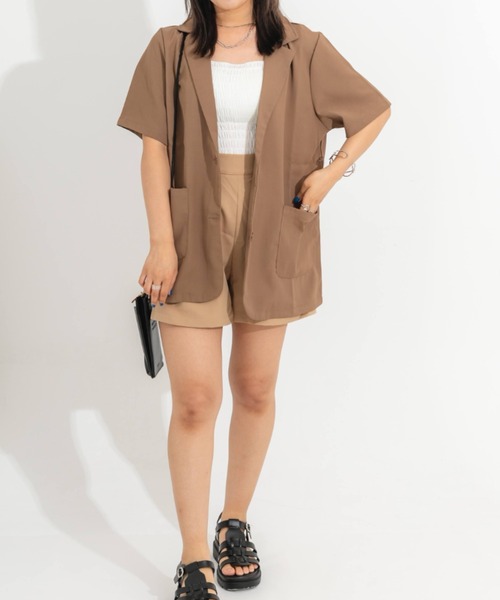 nemne store(ネンネストア)の「半袖テーラードジャケット(テーラードジャケット・レディース・ブラック/ベージュ/アイボリー・フリー)」の8枚目の写真