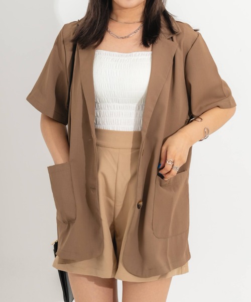 nemne store(ネンネストア)の「半袖テーラードジャケット(テーラードジャケット・レディース・ブラック/ベージュ/アイボリー・フリー)」の21枚目の写真