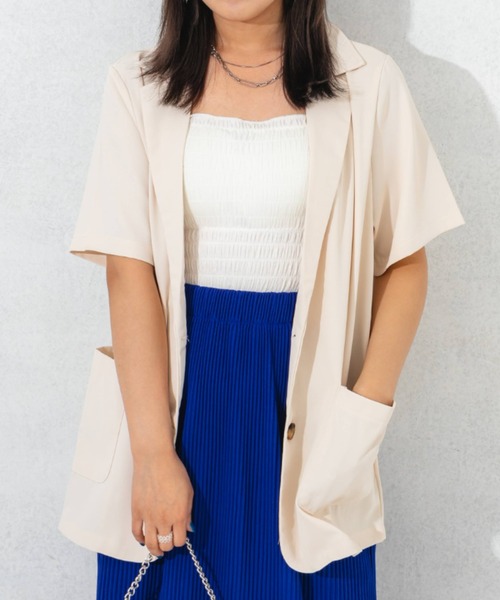 nemne store(ネンネストア)の「半袖テーラードジャケット(テーラードジャケット・レディース・ブラック/ベージュ/アイボリー・フリー)」の9枚目の写真