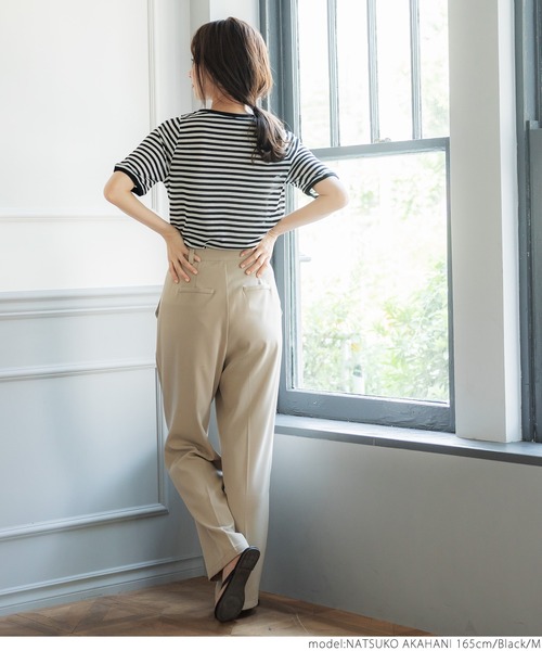 coca（coca）（コカ）の「ボーダーシースルーカットトップ（Tシャツ/カットソー・レディース・ブラック/パープル・M/L）」の7枚目の写真
