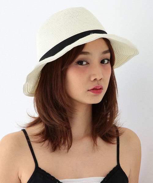 Another Edition（アナザーエディション）の「ブレードツバヒロ中折れハット/AE BRAID ツバヒロナカオレHAT（ハット・レディース・オフホワイト/ブラック/ベージュ・フリー）」の2枚目の写真